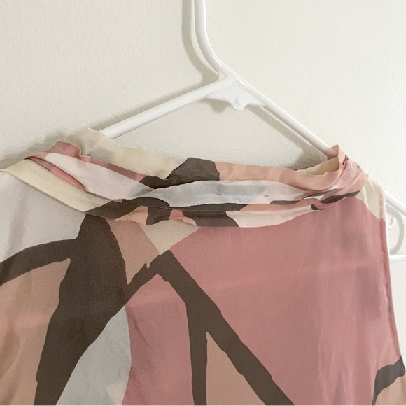 J. Crew Silk Mosaic Print Ruffle Neck Top - Picture 8 of 11